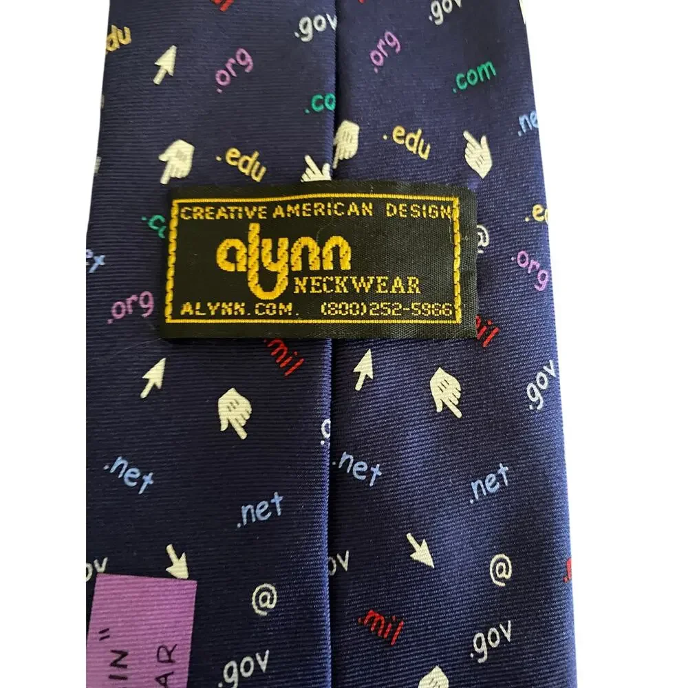 Alynn Neckwear Name That‎ Domain Silk Novelty Internet Tie Navy